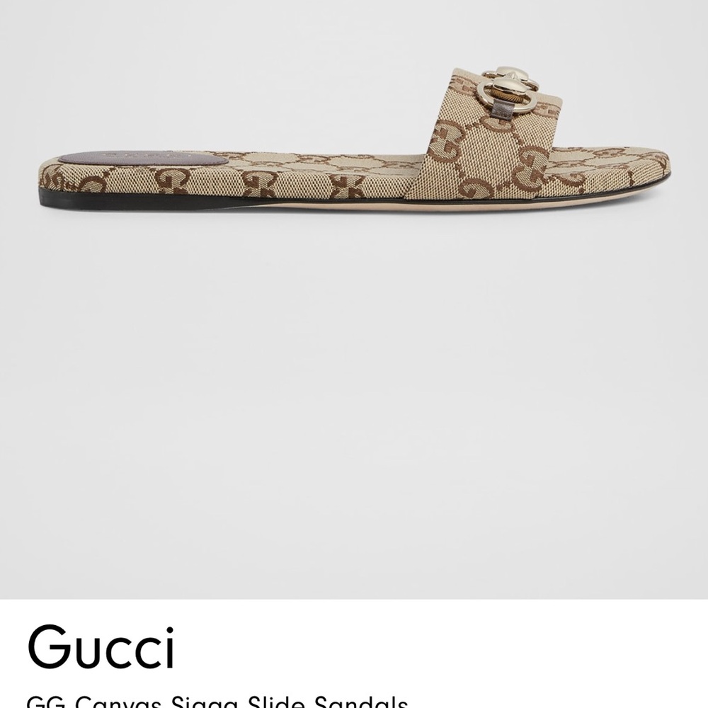 Gucci Beige and Brown GG Slide Sandals - Picture 13 of 14
